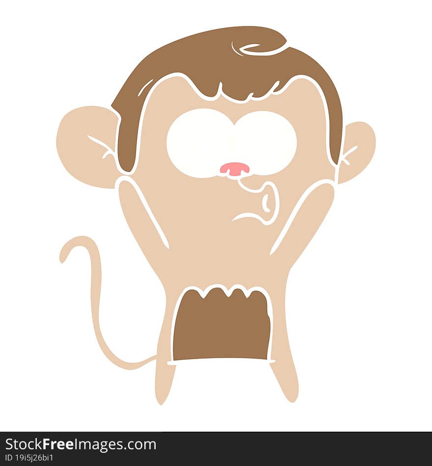 flat color style cartoon surprised monkey