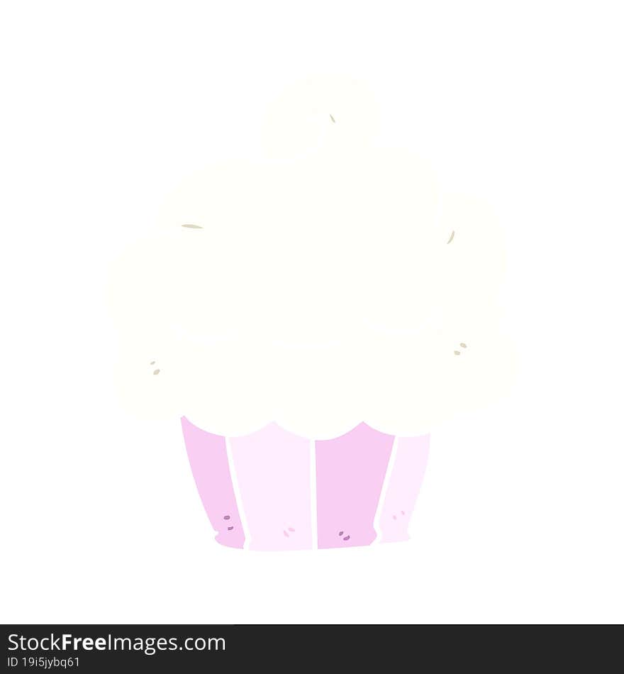 funny flat color style cartoon cupcake