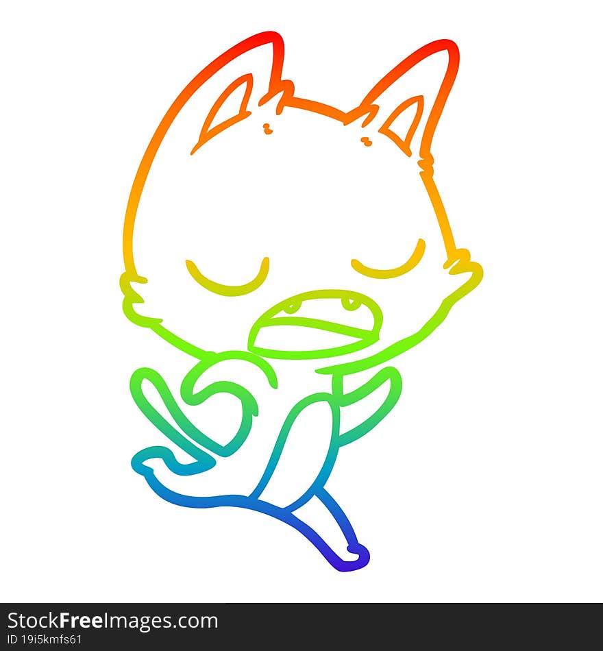 rainbow gradient line drawing talking cat cartoon