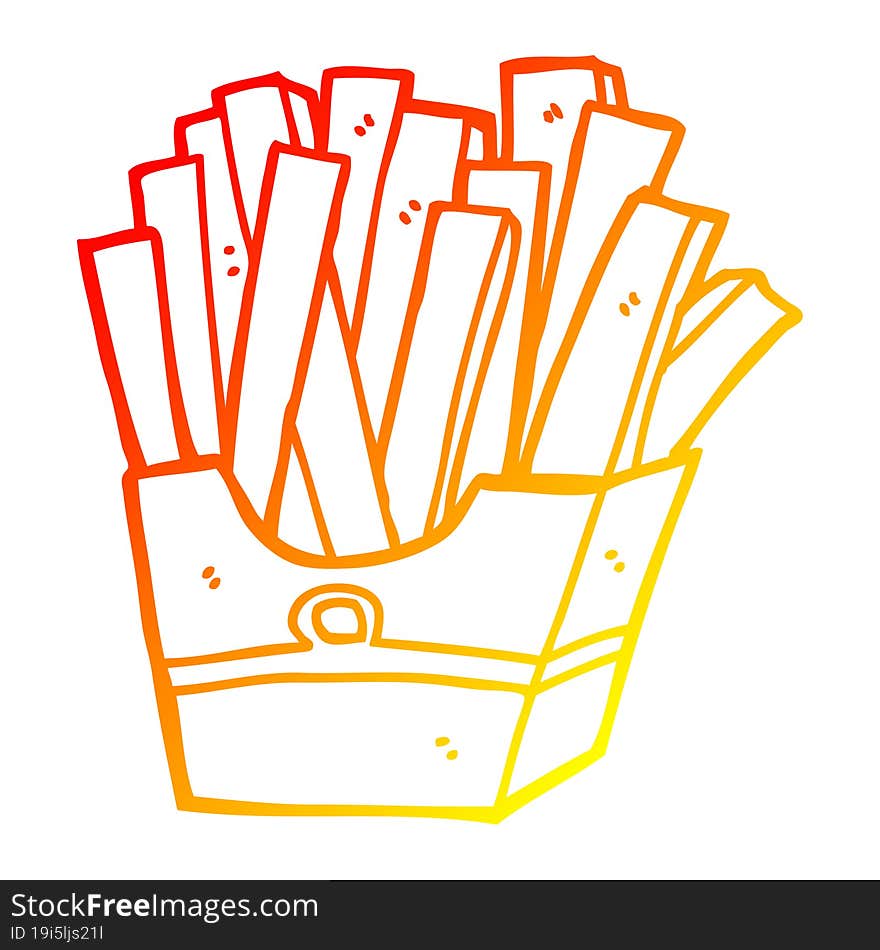 warm gradient line drawing cartoon fries