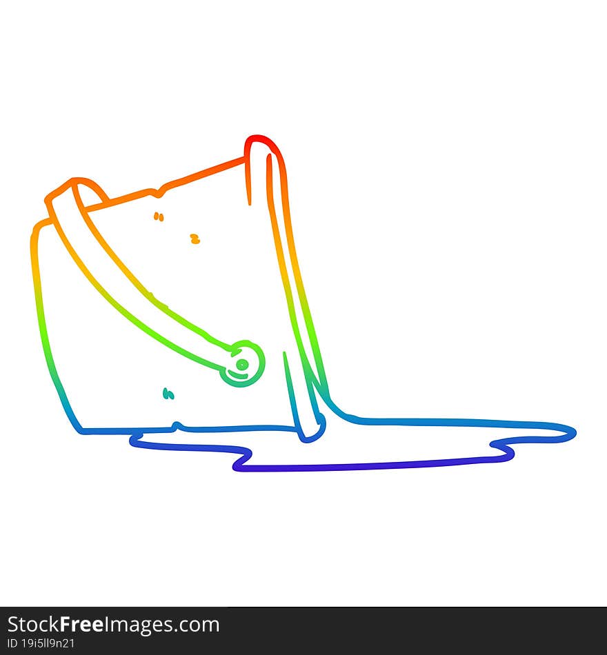 rainbow gradient line drawing cartoon spilled bucket of water