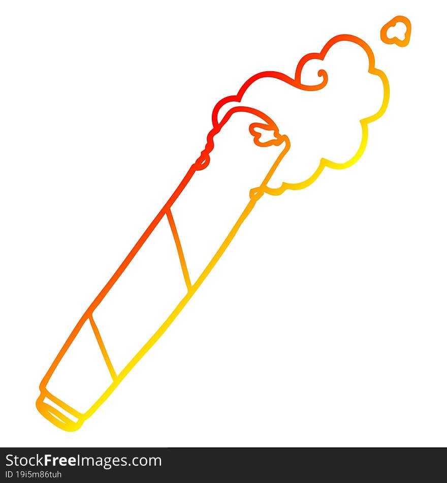 warm gradient line drawing cartoon rolled cigarette