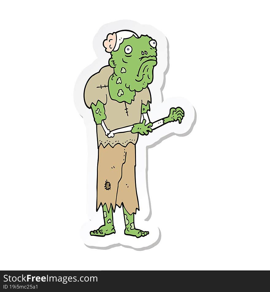 sticker of a cartoon zombie