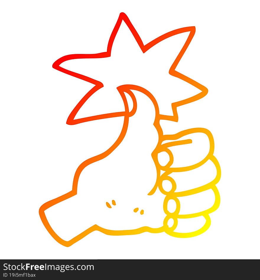 warm gradient line drawing of a cartoon thumbs up symbol