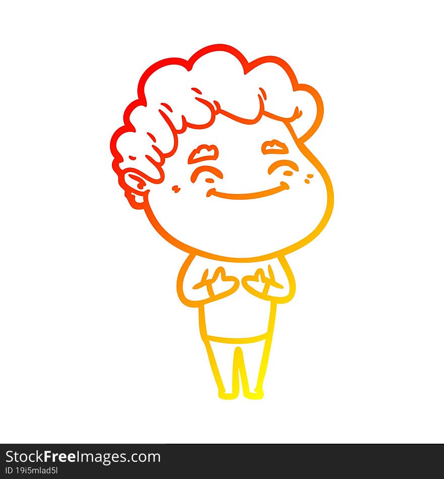 warm gradient line drawing cartoon friendly man