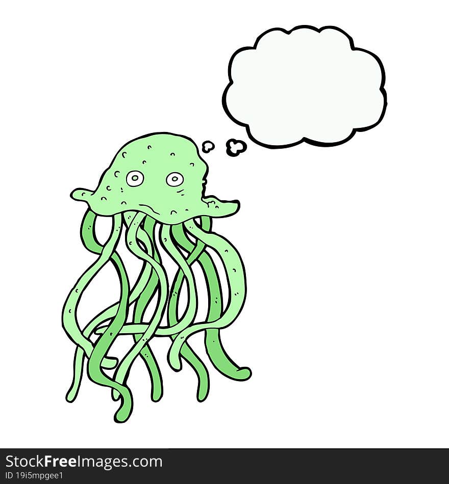 Cartoon Octopus With Thought Bubble