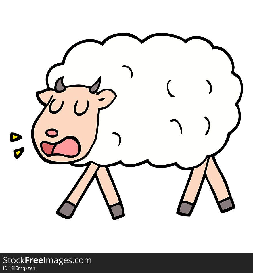 Hand Drawn Doodle Style Cartoon Sheep