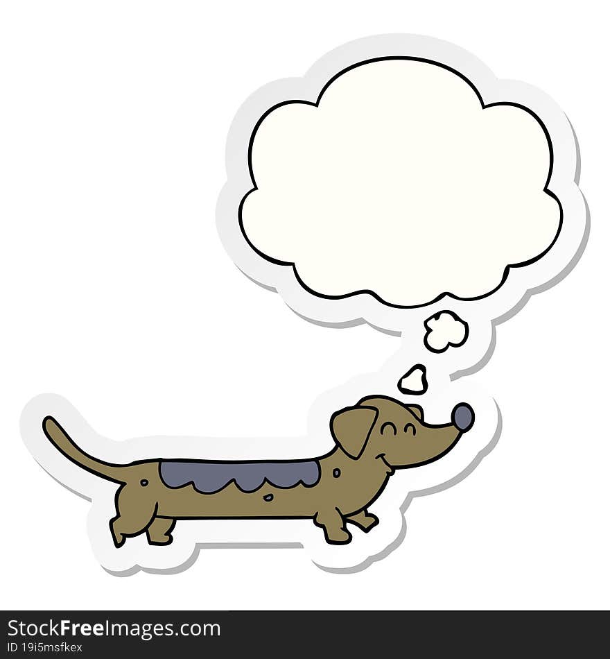 cartoon dog and thought bubble as a printed sticker