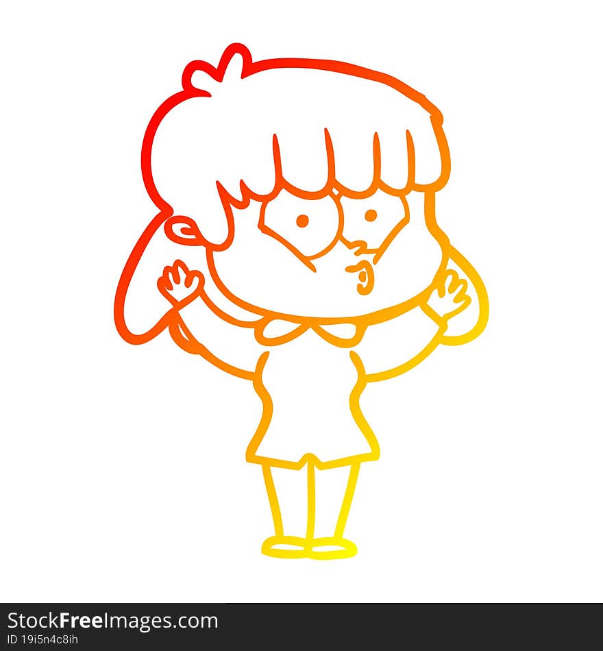 warm gradient line drawing cartoon whistling girl