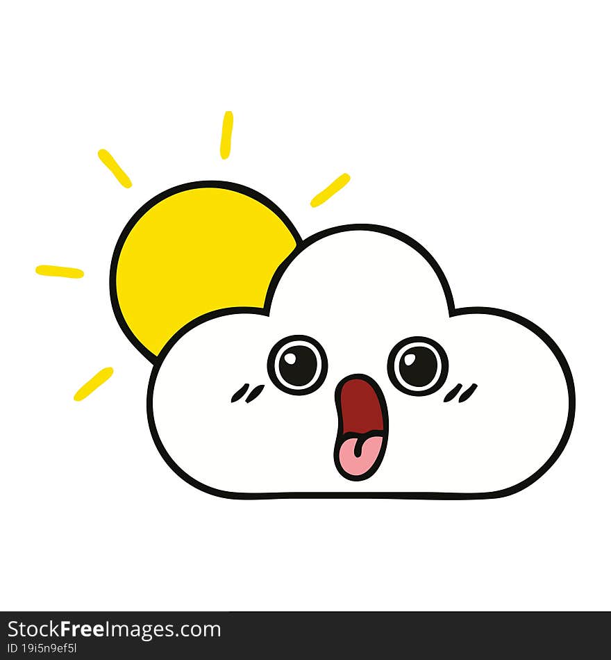 cute cartoon of a sun and cloud. cute cartoon of a sun and cloud