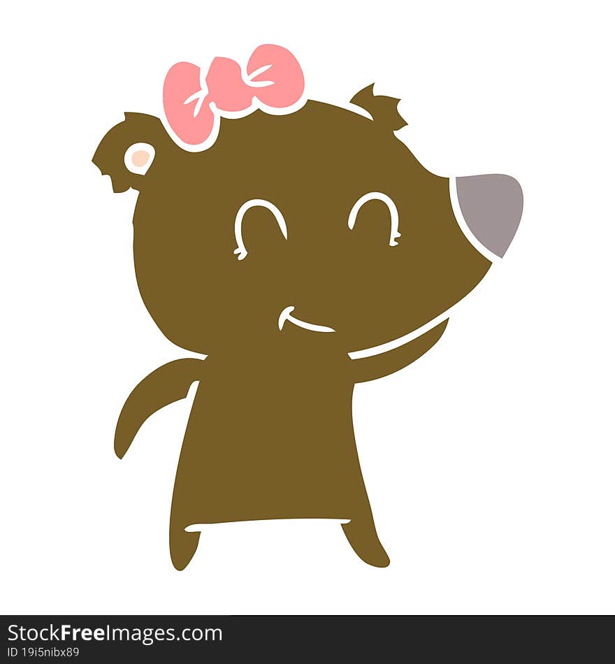 female bear flat color style cartoon