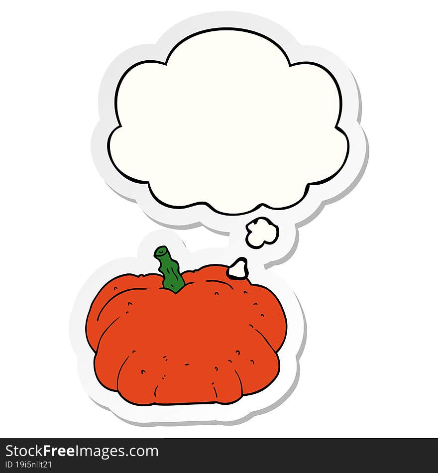 Cartoon Pumpkin And Thought Bubble As A Printed Sticker