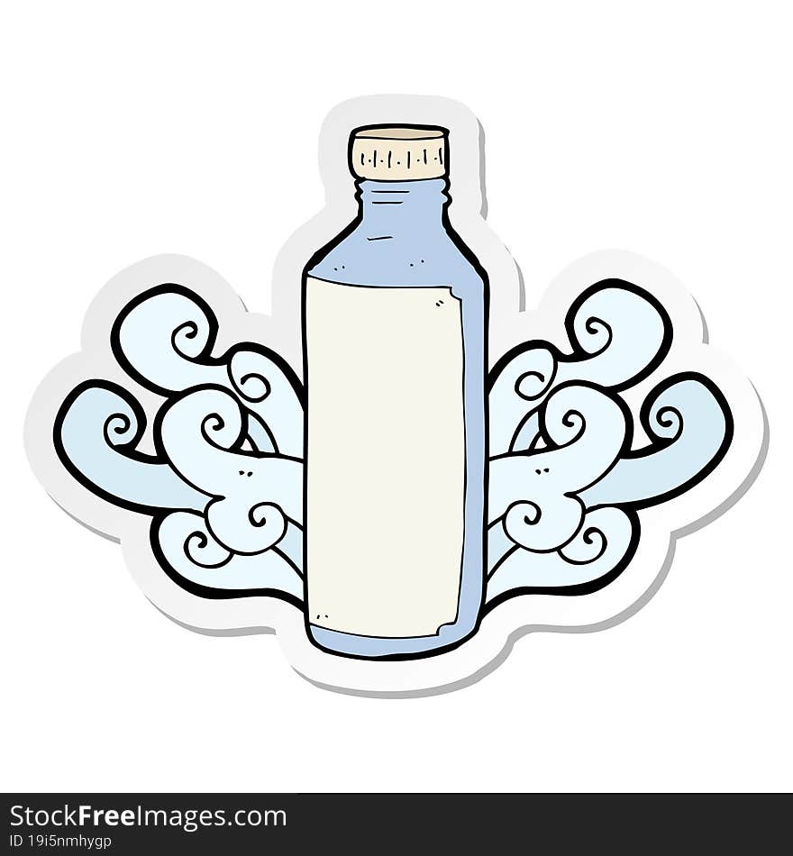 sticker of a cartoon water bottle