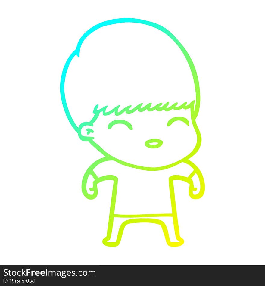 cold gradient line drawing happy cartoon boy