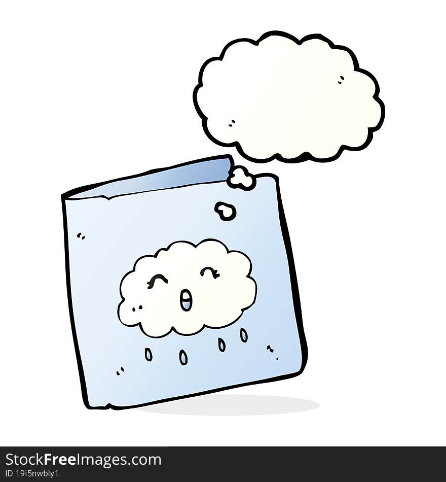 cartoon card with cloud pattern with thought bubble