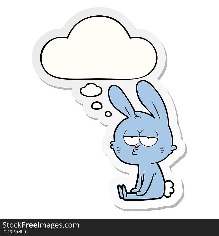 Cute Cartoon Rabbit And Thought Bubble As A Printed Sticker