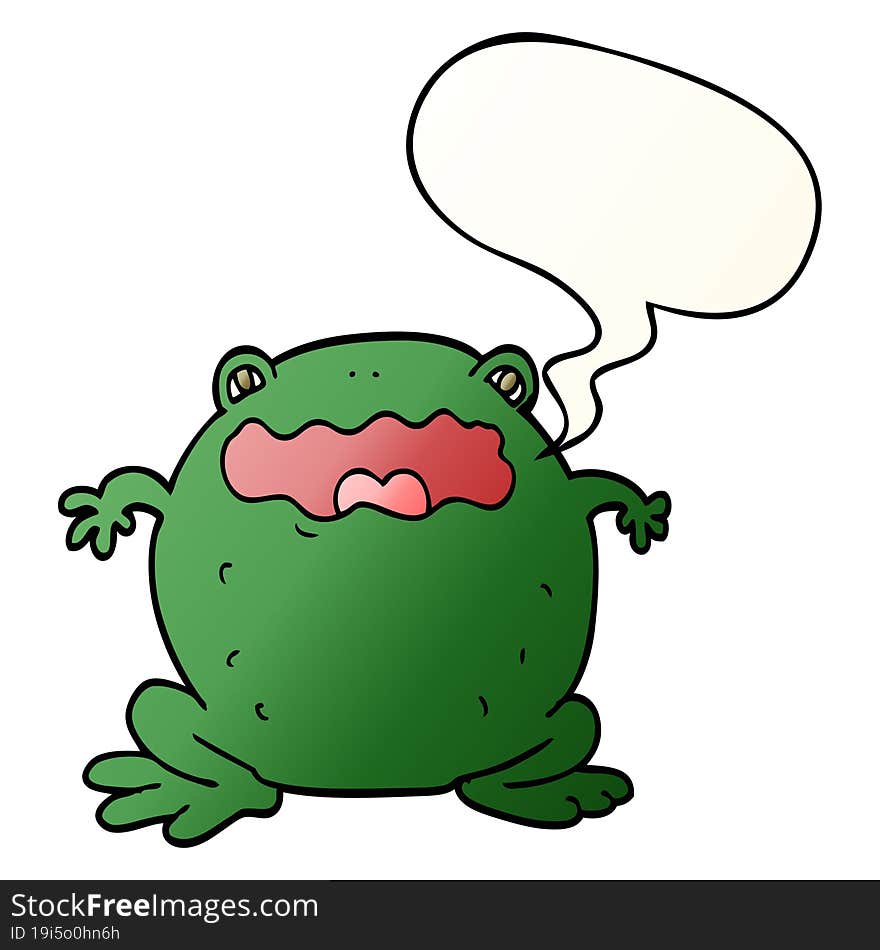 cartoon toad and speech bubble in smooth gradient style