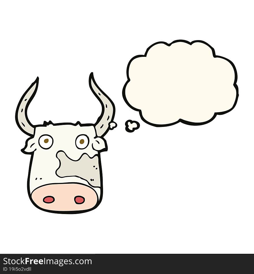 cartoon cow with thought bubble