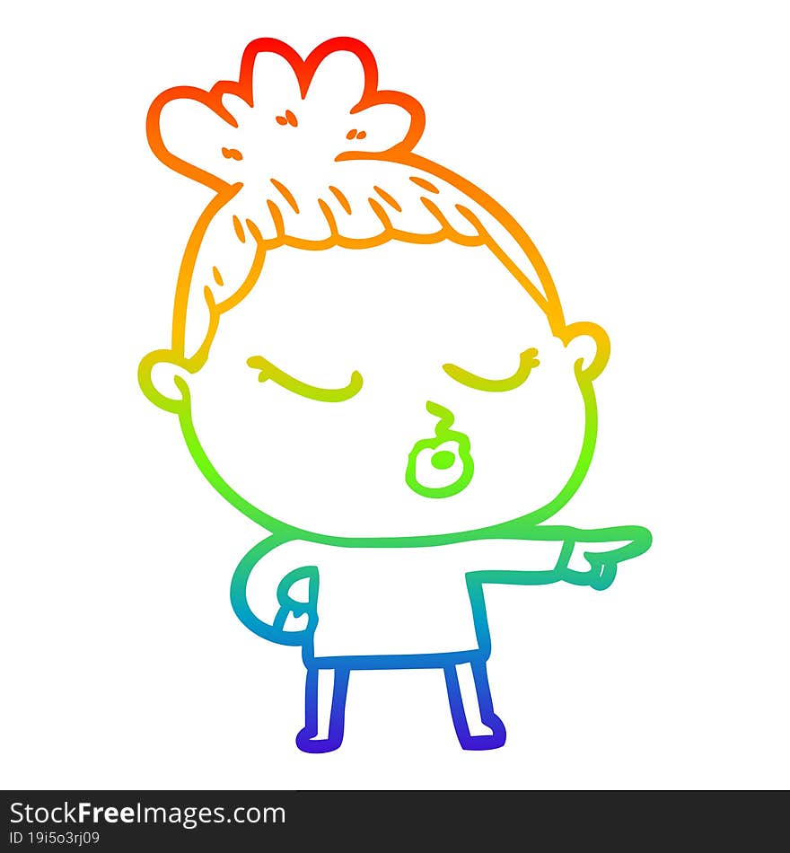 rainbow gradient line drawing cartoon calm woman