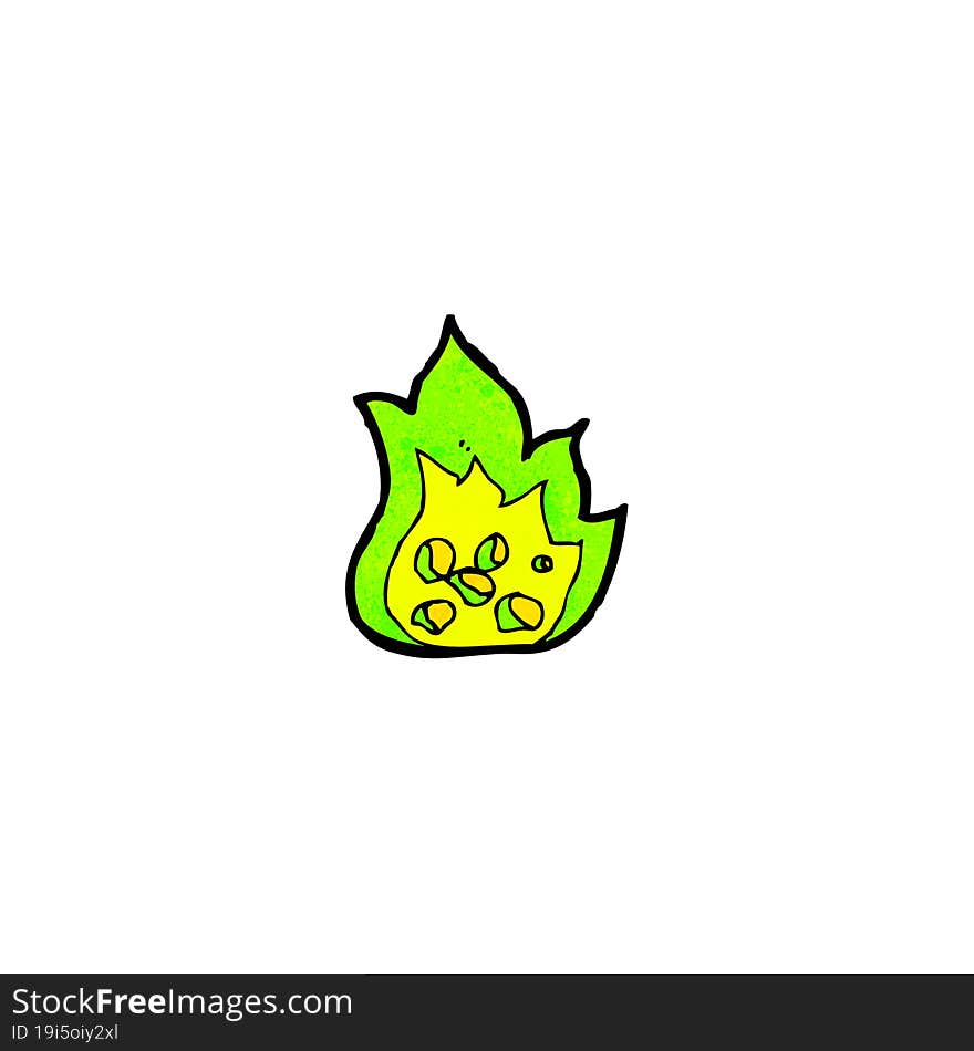 spooky green fire cartoon