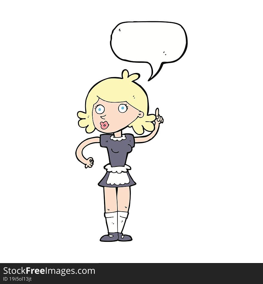 cartoon surprised maid with speech bubble