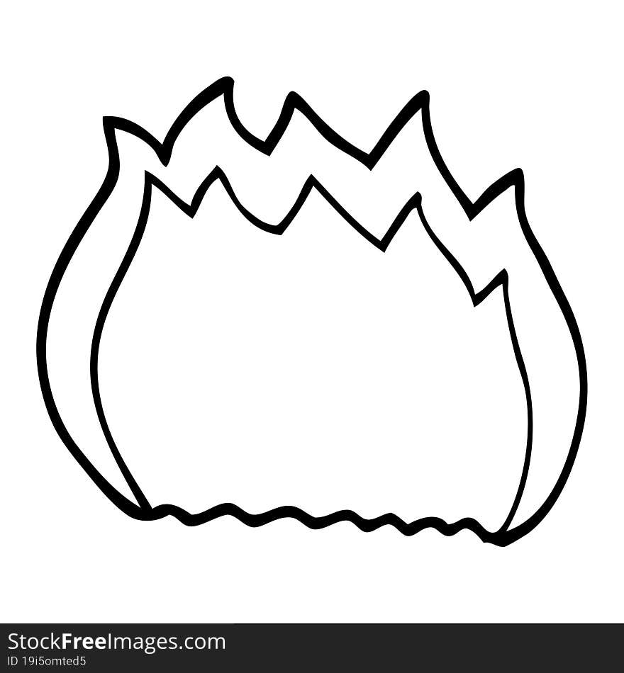 line drawing cartoon blue flame