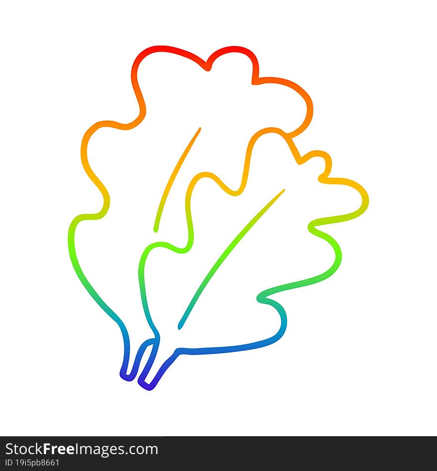 rainbow gradient line drawing of a fall leaves cartoon