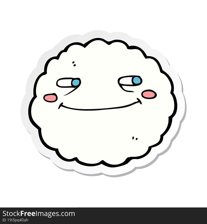 sticker of a cartoon happy cloud