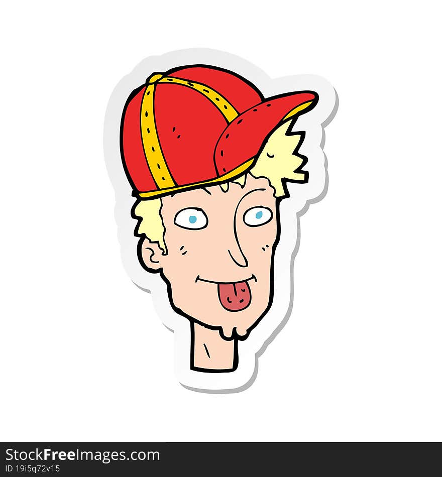 sticker of a cartoon boy wearing cap