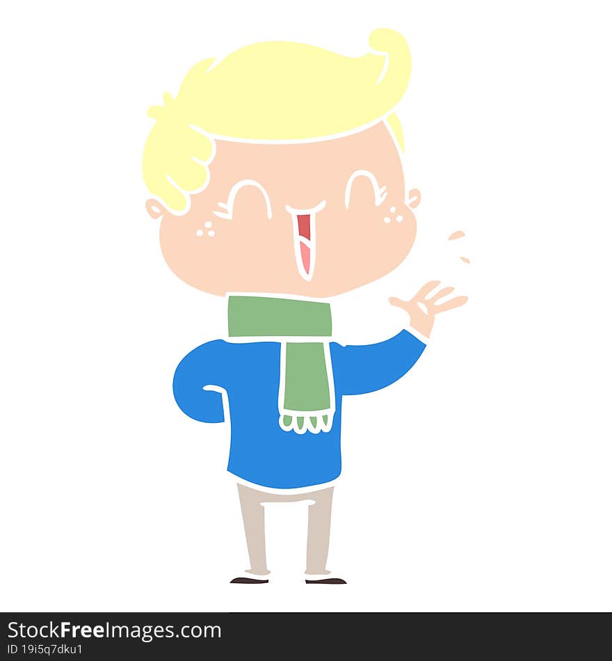 flat color style cartoon laughing boy