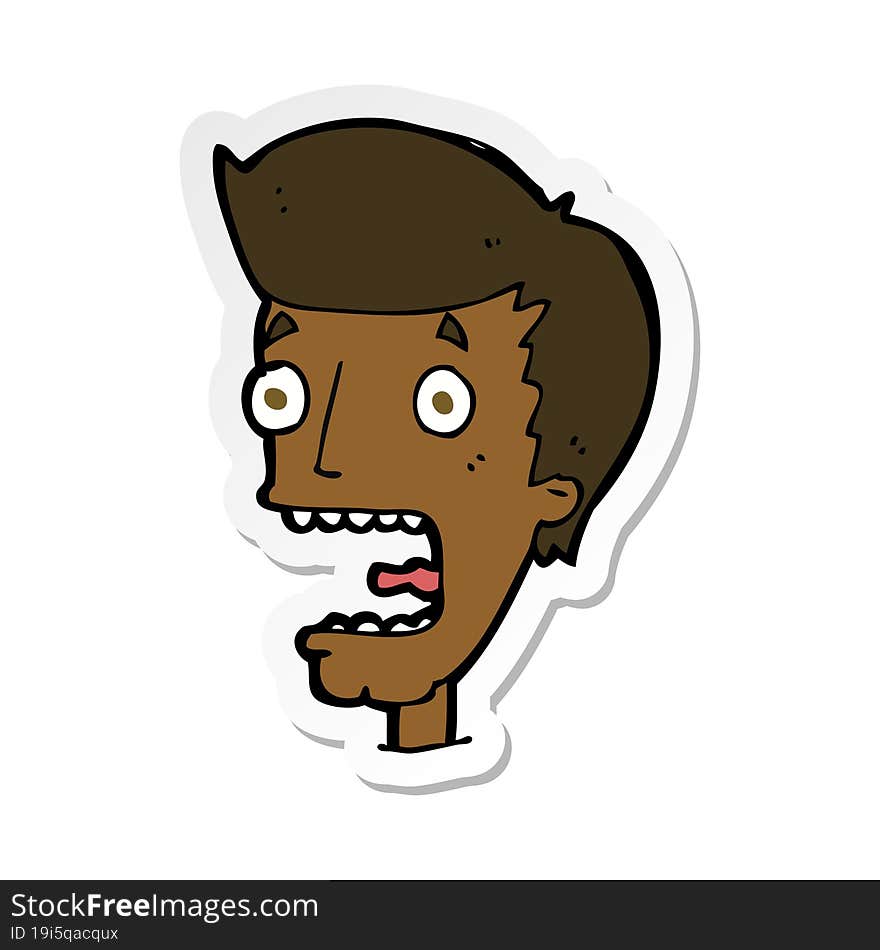 sticker of a cartoon terrified man