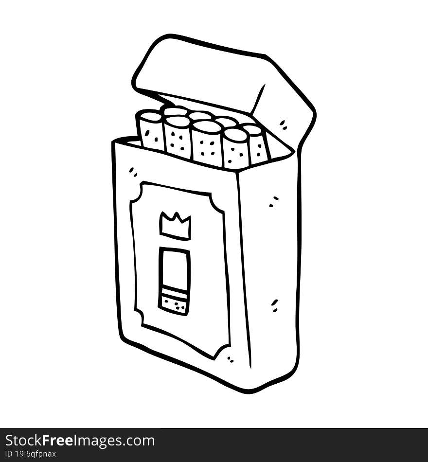 line drawing cartoon pack of cigarettes