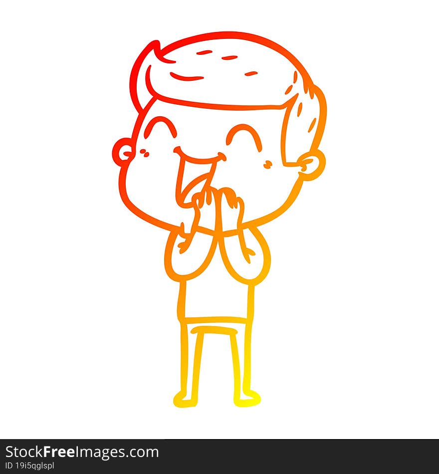 warm gradient line drawing of a cartoon man laughing