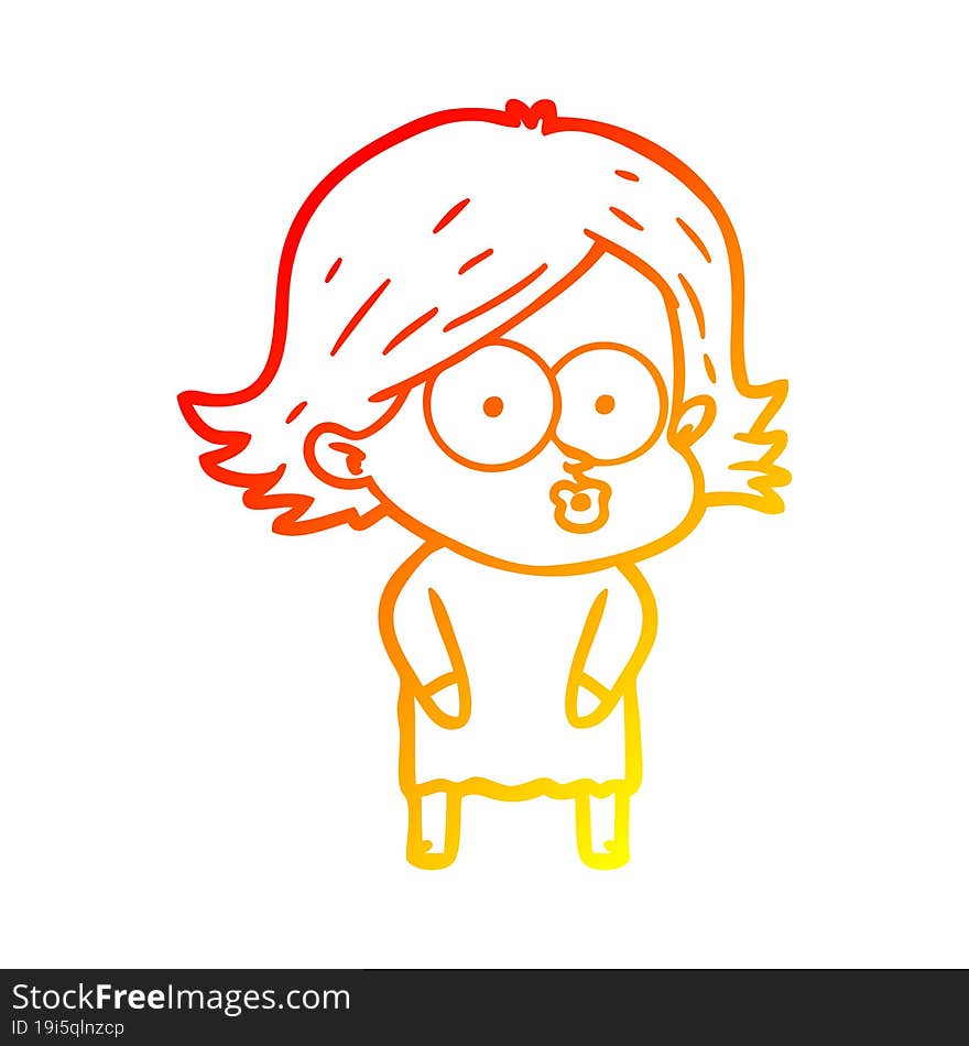 warm gradient line drawing cartoon girl pouting