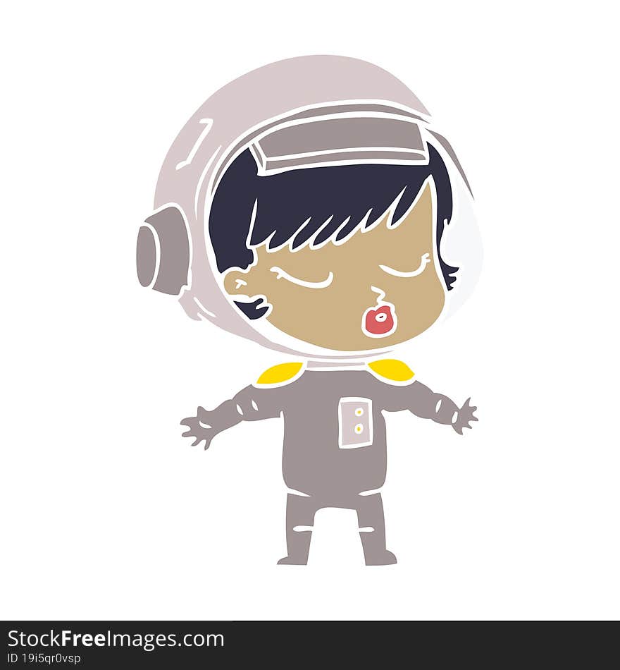 flat color style cartoon pretty astronaut girl