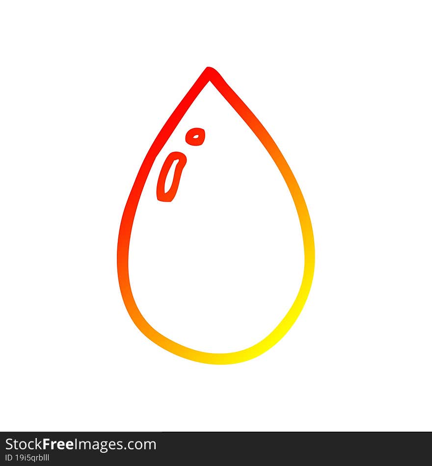 warm gradient line drawing of a cartoon water droplet