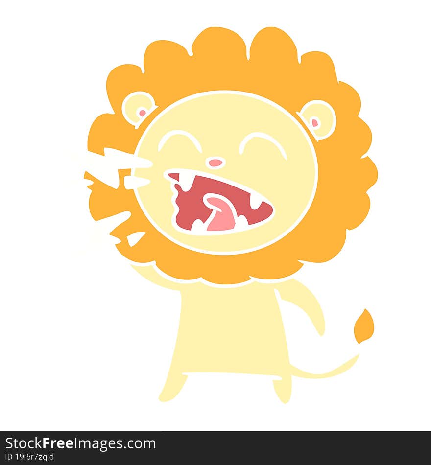 flat color style cartoon roaring lion