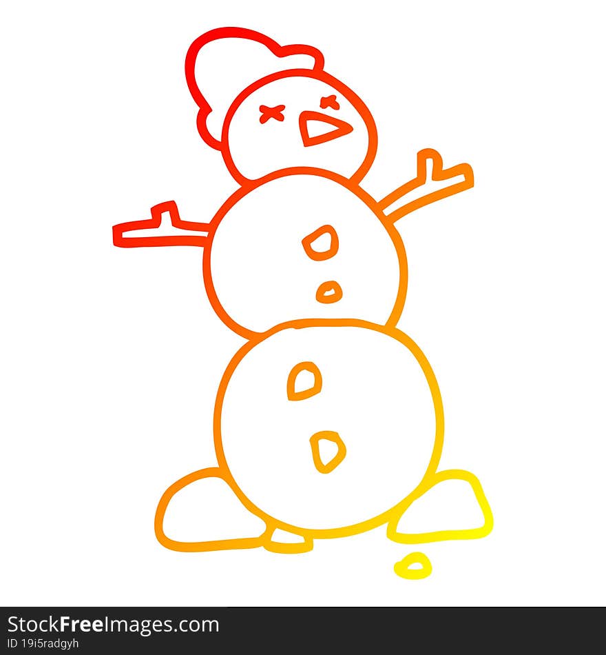 warm gradient line drawing cartoon traditional snowman