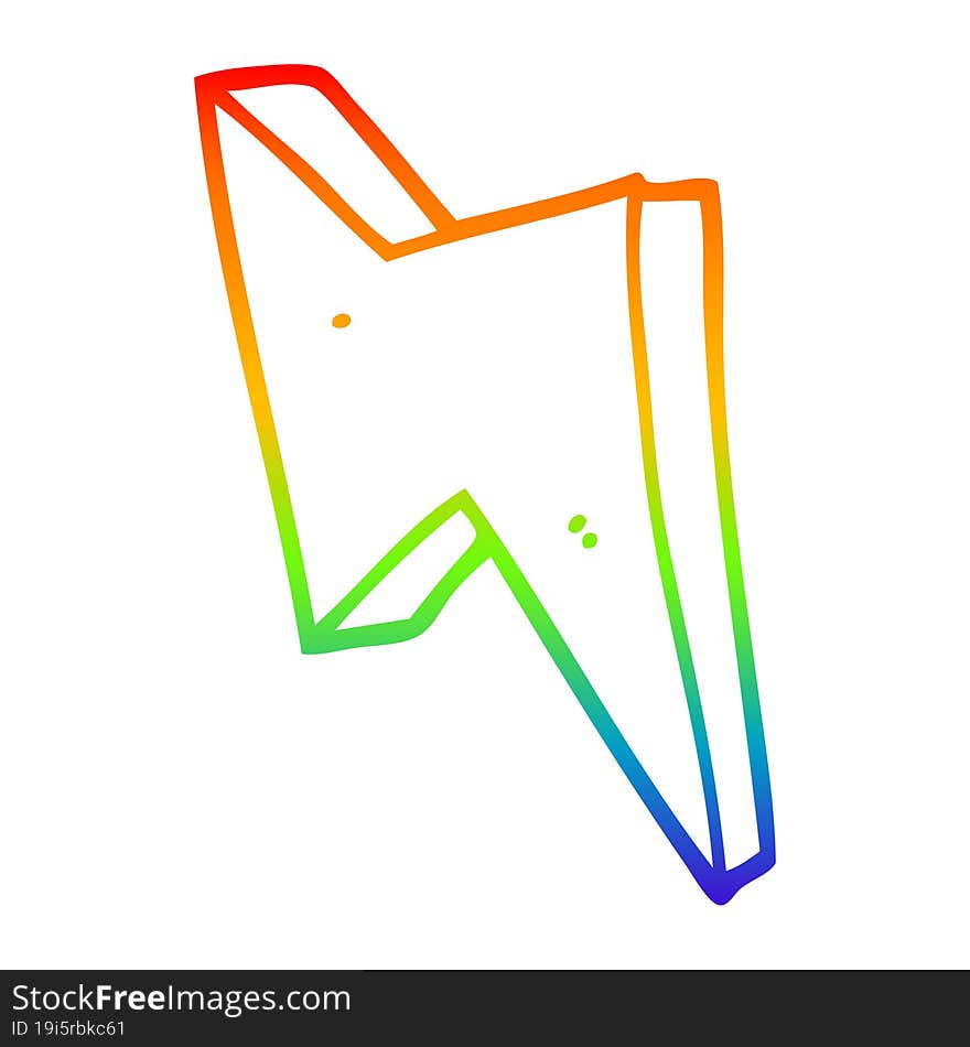 rainbow gradient line drawing of a cartoon lightning