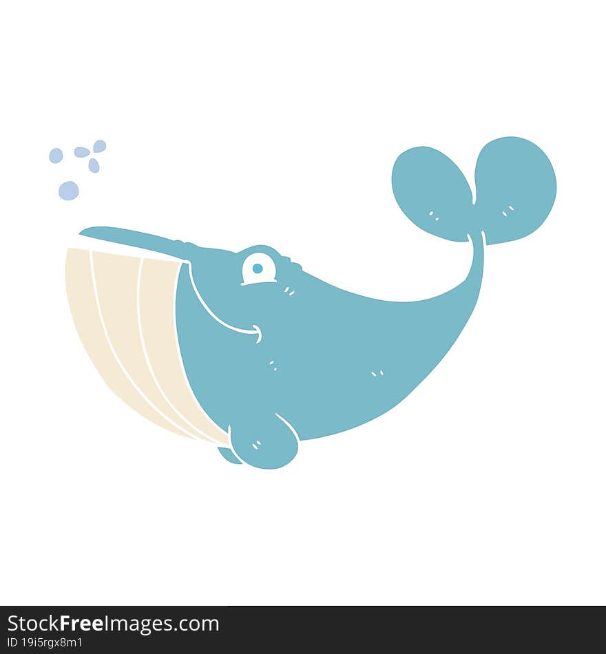 Flat Color Illustration Of A Cartoon Whale