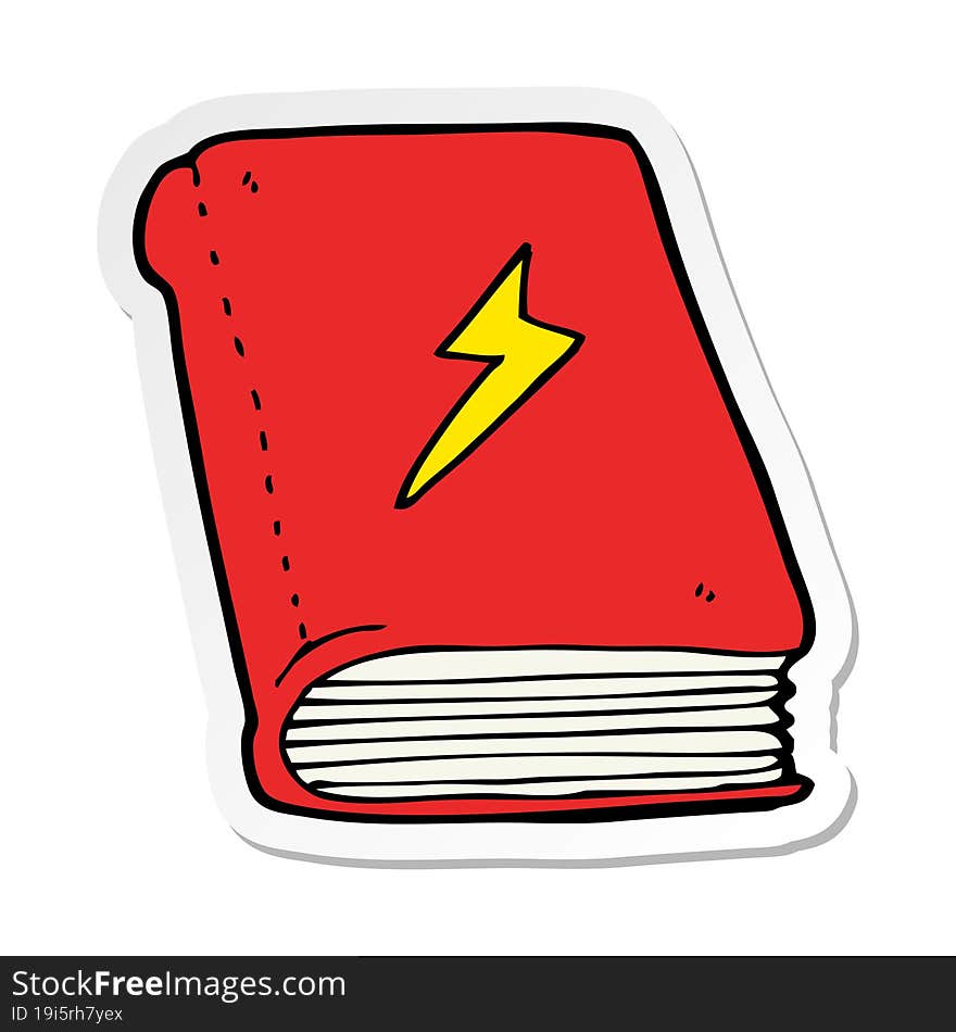 sticker of a cartoon magic spell book