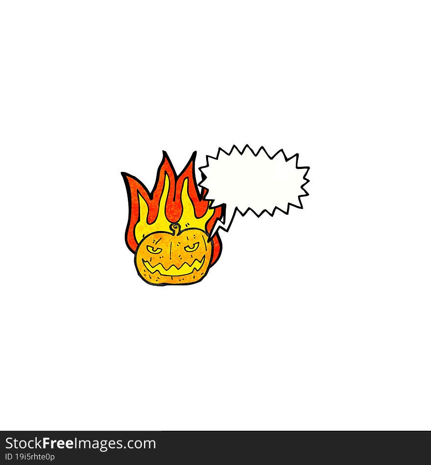 cartoon flaming pumpkin