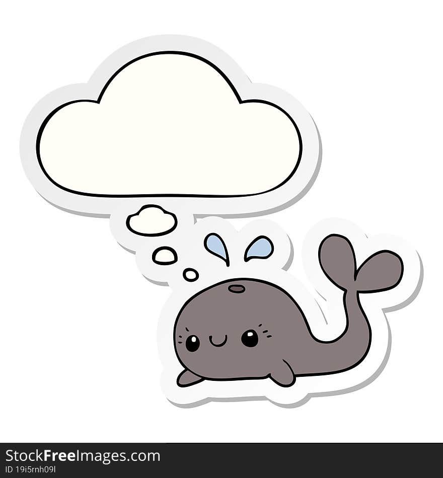 Cute Cartoon Whale And Thought Bubble As A Printed Sticker