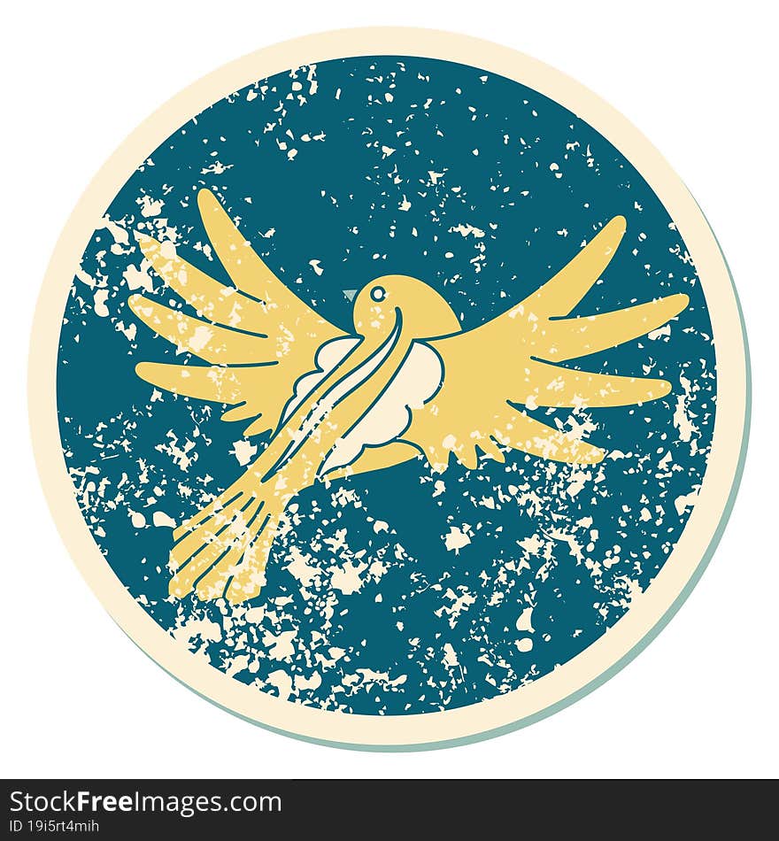 distressed sticker tattoo style icon of a flying bird