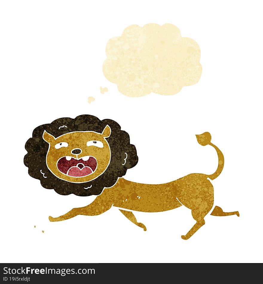 cartoon lion with thought bubble