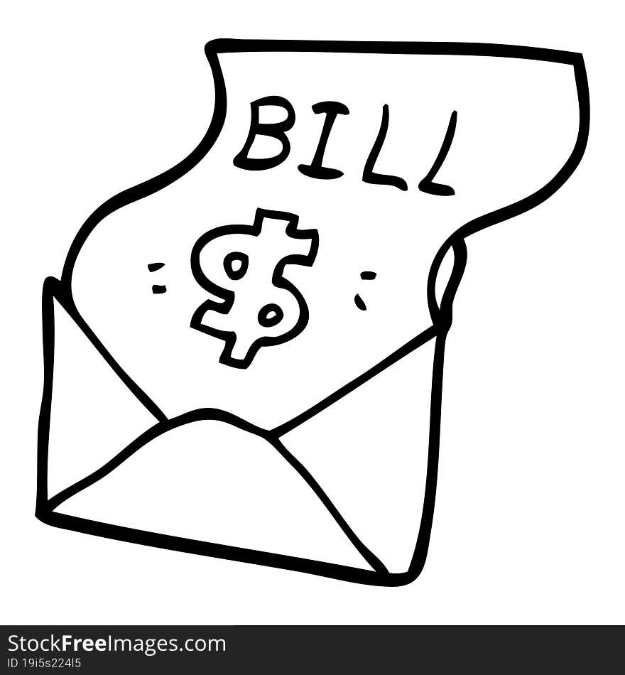 line drawing cartoon debt bill