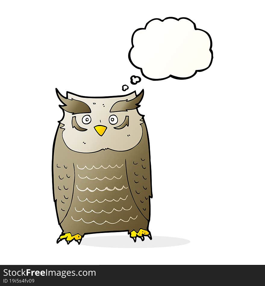 cartoon owl with thought bubble