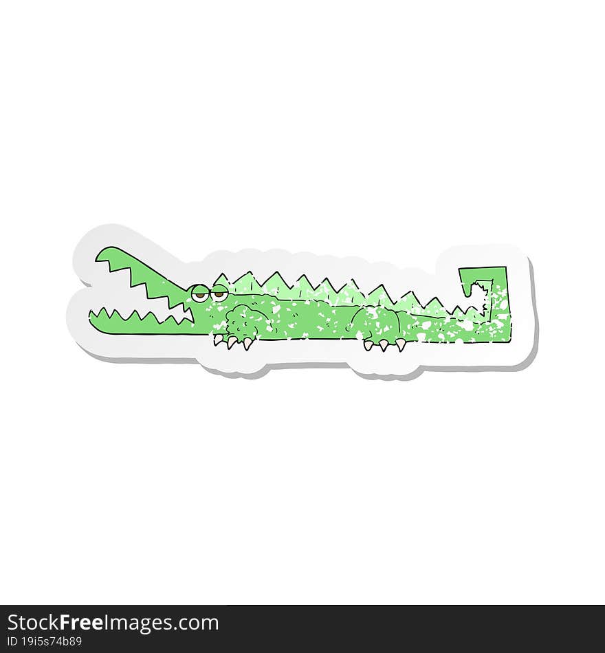 Retro Distressed Sticker Of A Cartoon Crocodile