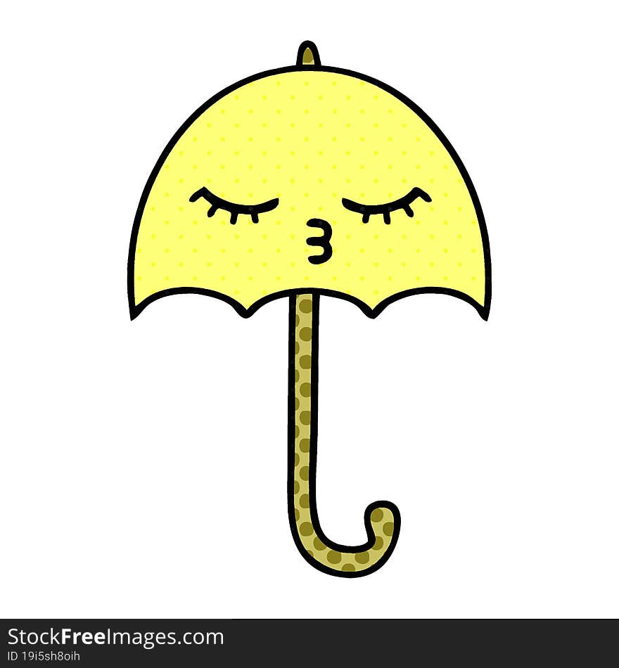 Comic Book Style Cartoon Umbrella