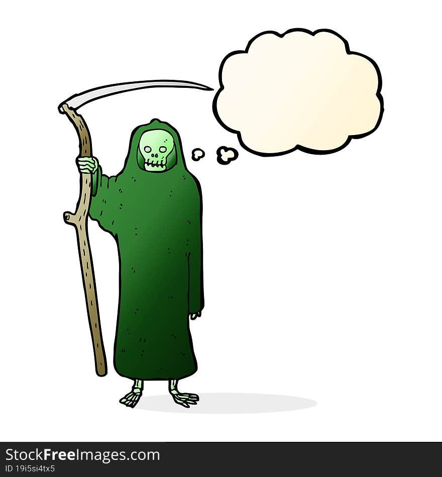 Death Cartoon With Thought Bubble